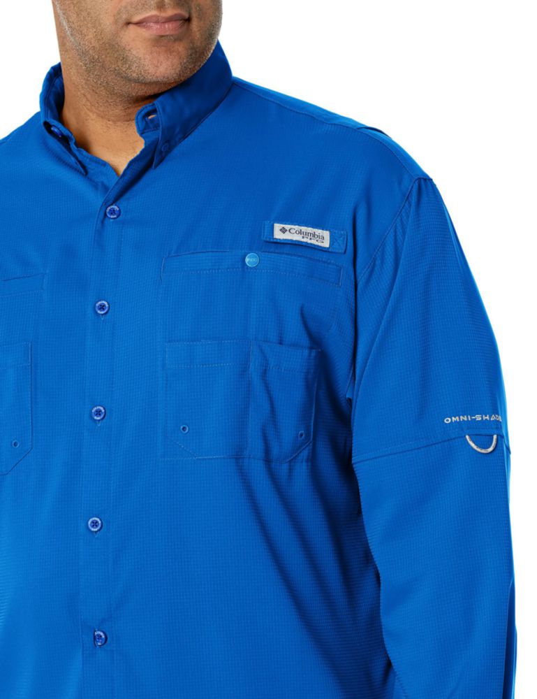 Camisa Columbia PFG Tamiami II de manga larga azul vivo para hombre