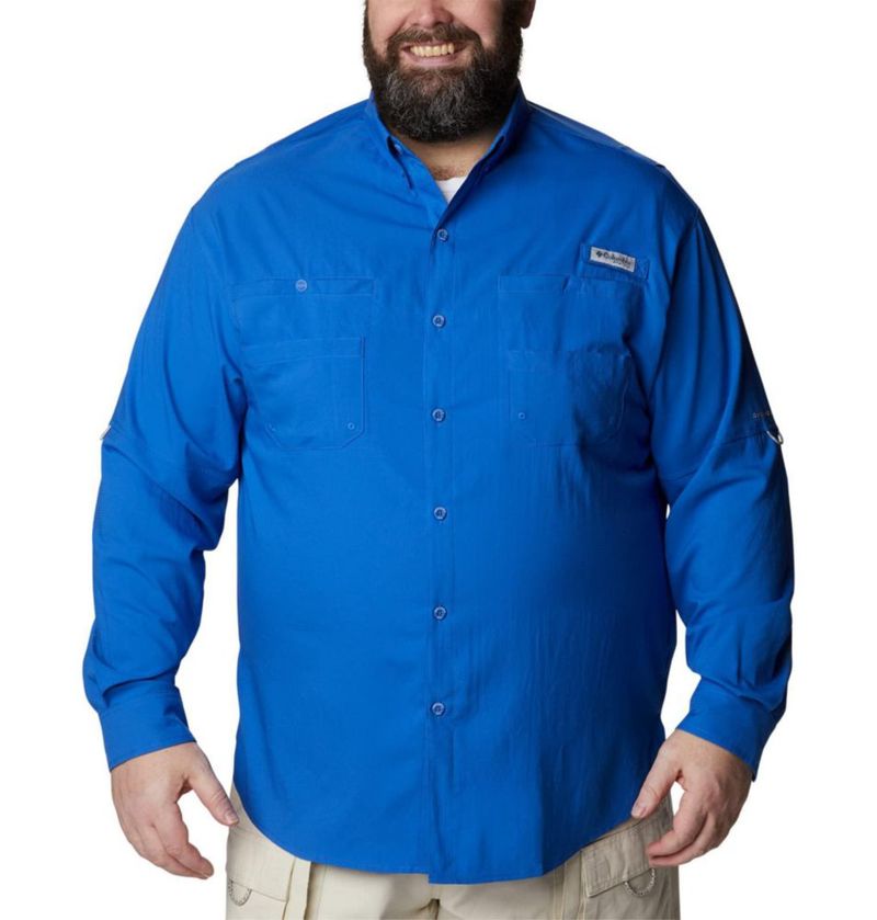 Camisa Columbia PFG Tamiami II de manga larga azul vivo para hombre