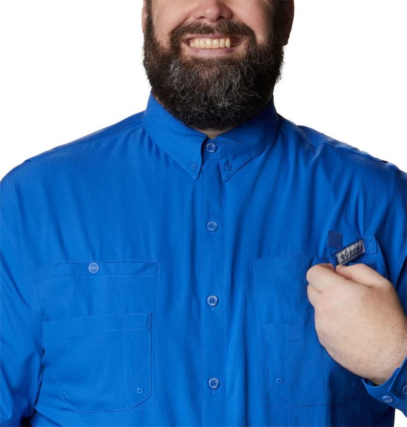 Camisa Columbia PFG Tamiami II de manga larga azul vivo para hombre