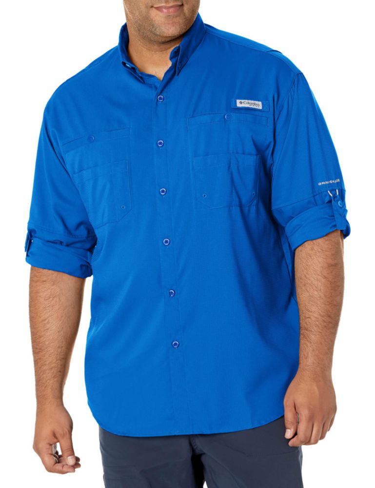 Camisa Columbia PFG Tamiami II de manga larga azul vivo para hombre