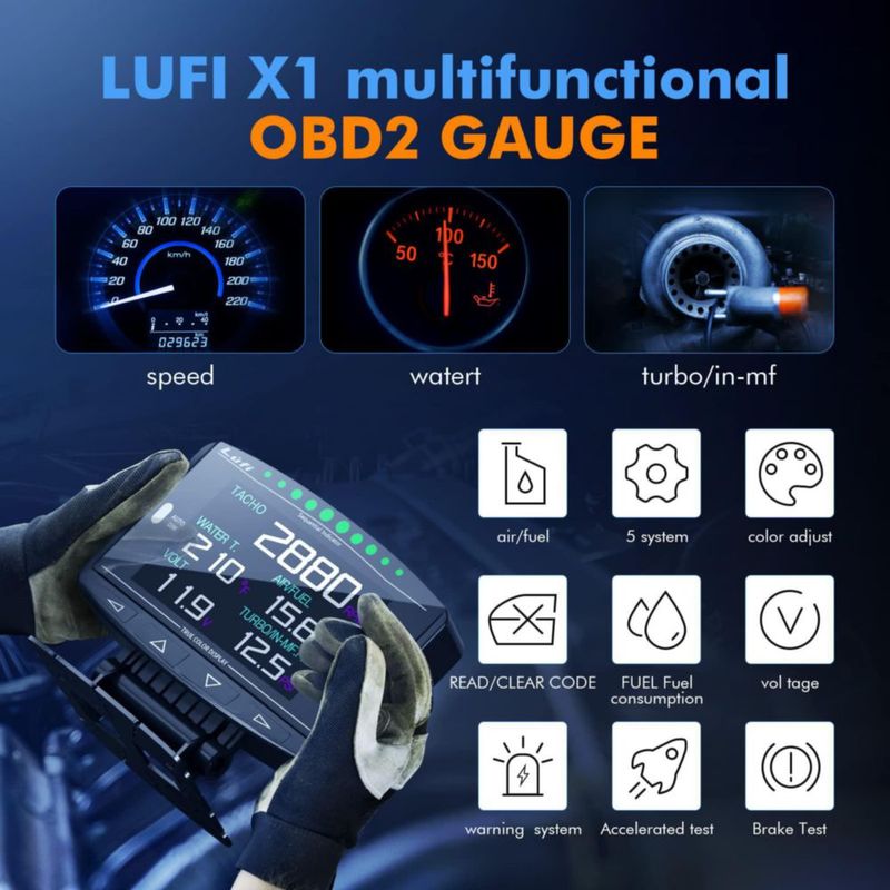 Medidor OBD2 Lufi X1 Multifunción para Automóvil