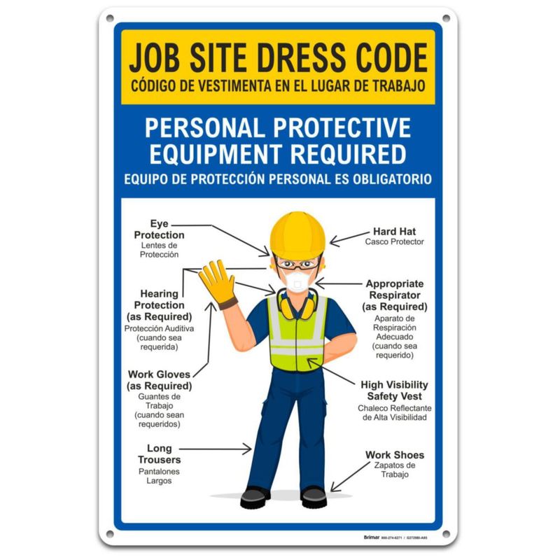 Señal de Seguridad BRIMAR 30x46 cm Bilingüe para Sitio de Trabajo – EPP