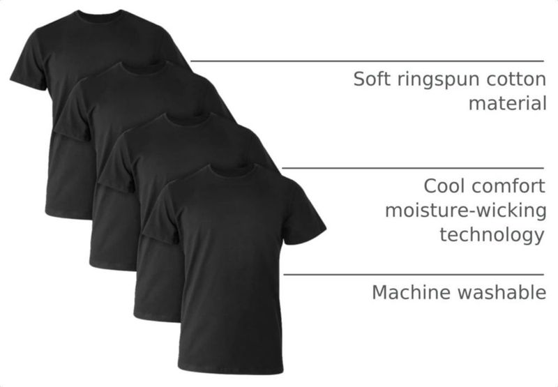 Camiseta interior Hanes Ultimate para hombre - Pack de 4 negras