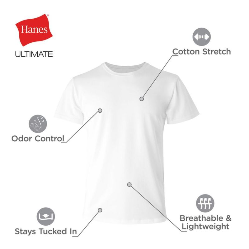 Camiseta interior Hanes Ultimate para hombre - Pack de 4 negras