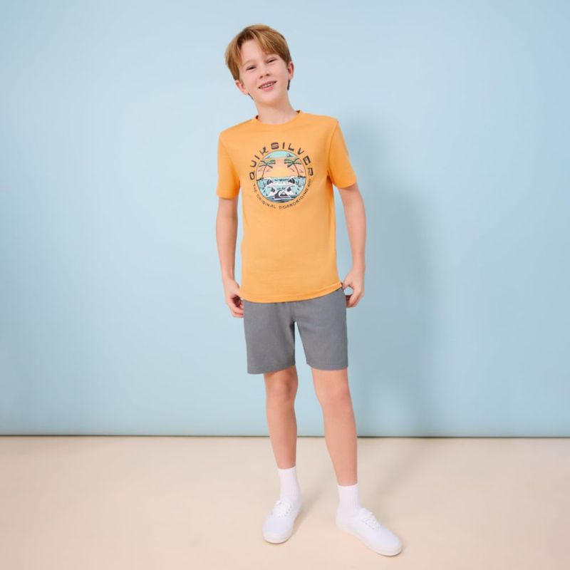 Shorts Quiksilver 10-12 Gris Jaspeado con Cintura Elástica