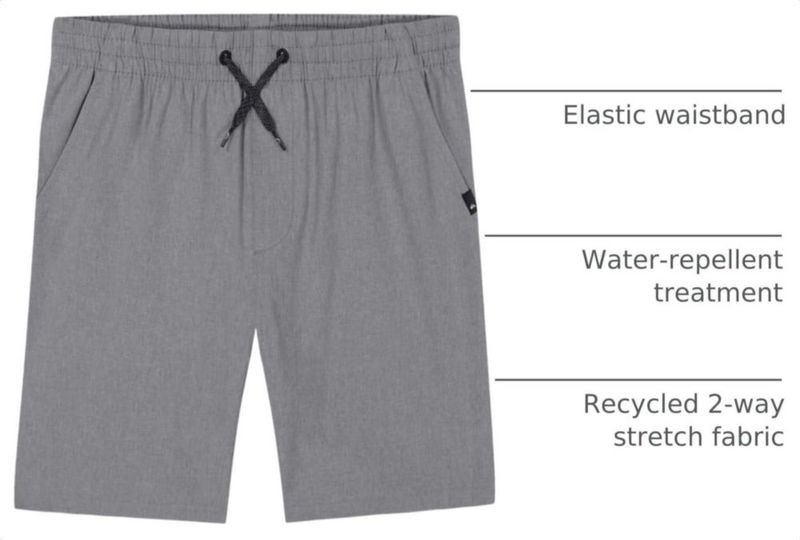 Shorts Quiksilver 10-12 Gris Jaspeado con Cintura Elástica