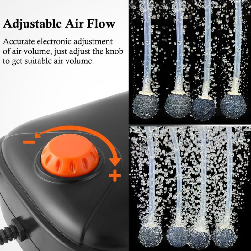 Bomba de Aire FEDOUR 256 GPH Dual/4 Salidas 110V Silenciosa