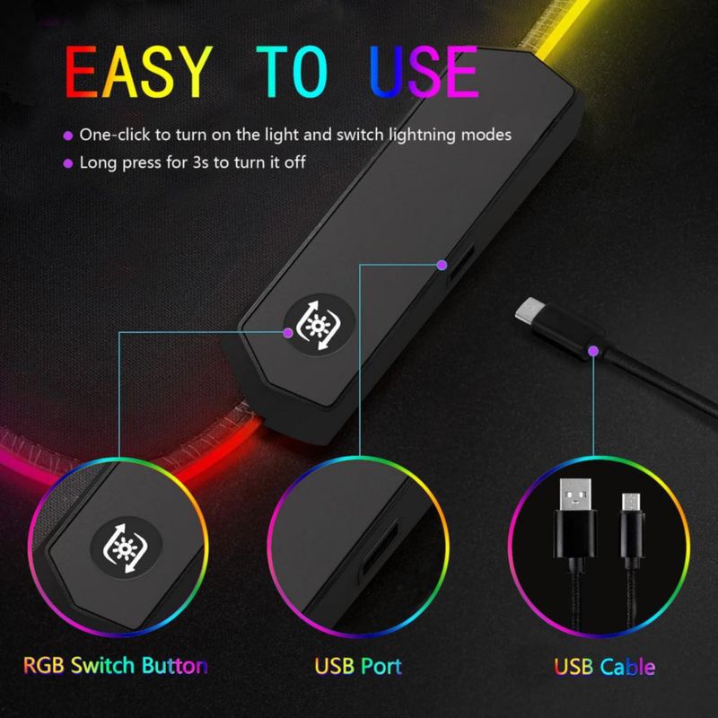 Alfombrilla Armanza 80 × 30 cm RGB con Luz LED para Gaming