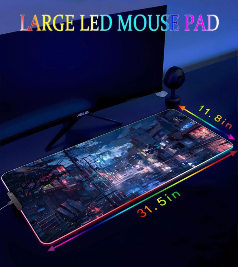 Alfombrilla Armanza 80 × 30 cm RGB con Luz LED para Gaming