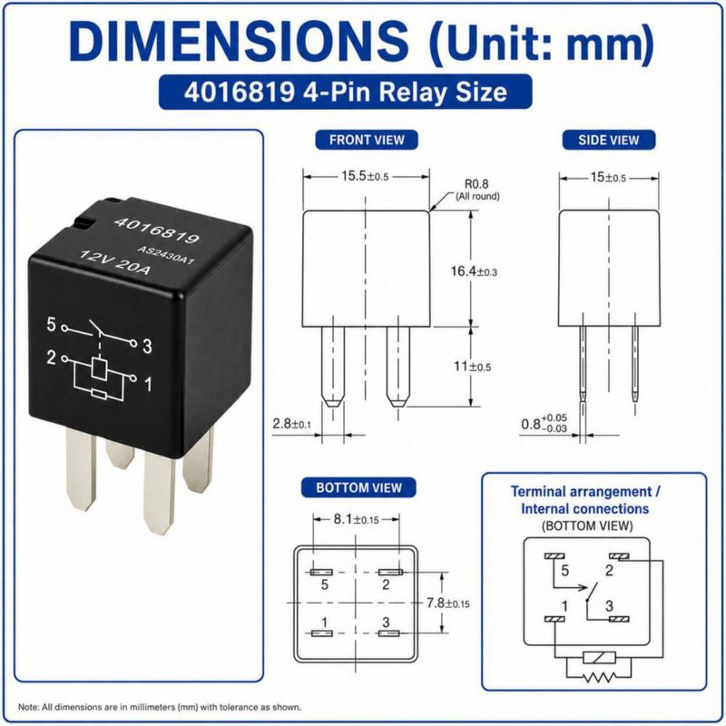 Relé Casalytics 12VDC 20A de 4 pines (paquete de 2)