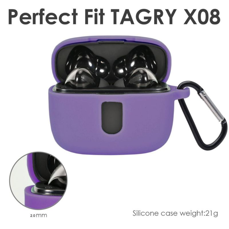 Estuche para auriculares claiol TAGRY X08 morado con mosquetón