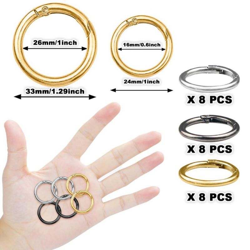 Anillos O de Resorte ELANE 24 pzas 25 cm Plata+Oro+Gris