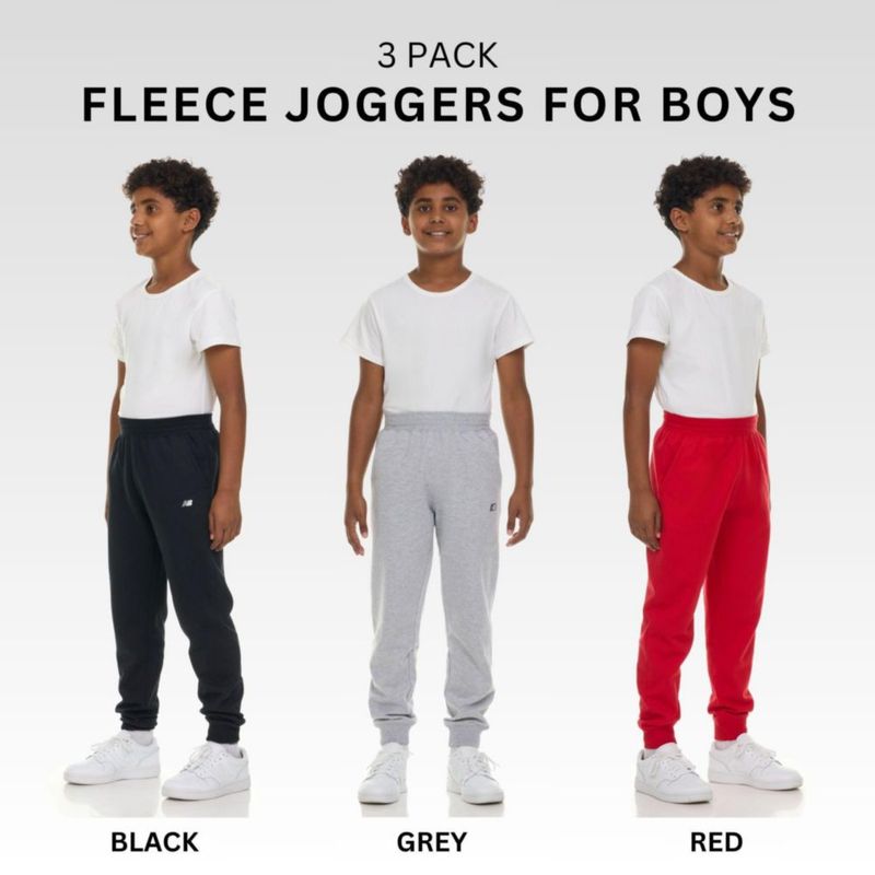 Pantalones New Balance Pack de 3 Joggers de Forro Polar para Niños Tallas 4-20