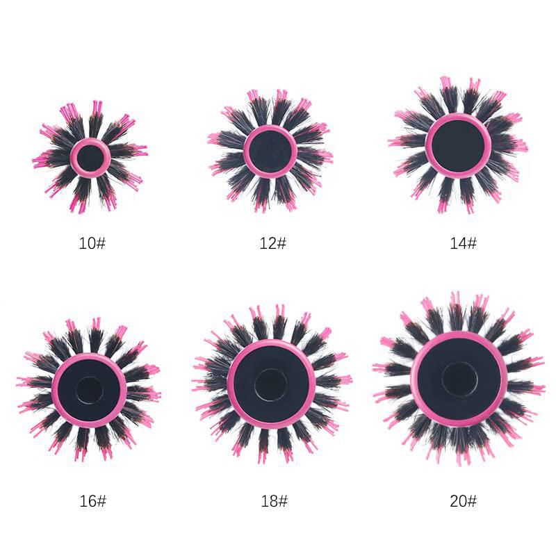 Cepillo de Pelo BeiHCain 6 piezas 14-38 mm Rosa con Cerdas de Cerdo