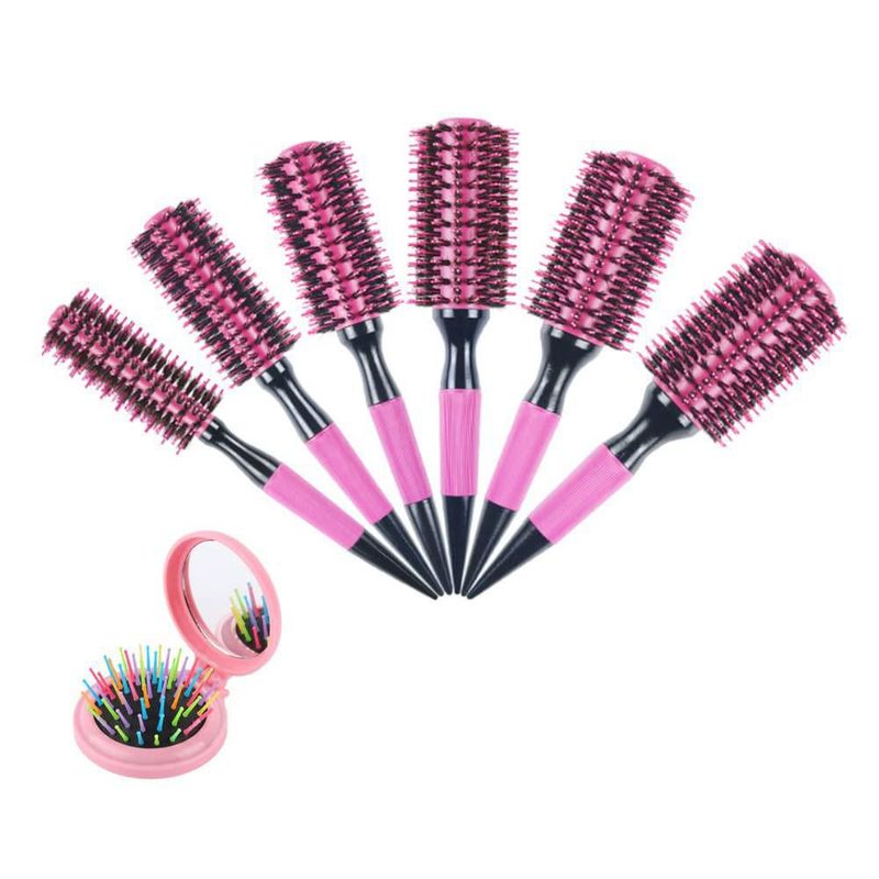 Cepillo de Pelo BeiHCain 6 piezas 14-38 mm Rosa con Cerdas de Cerdo