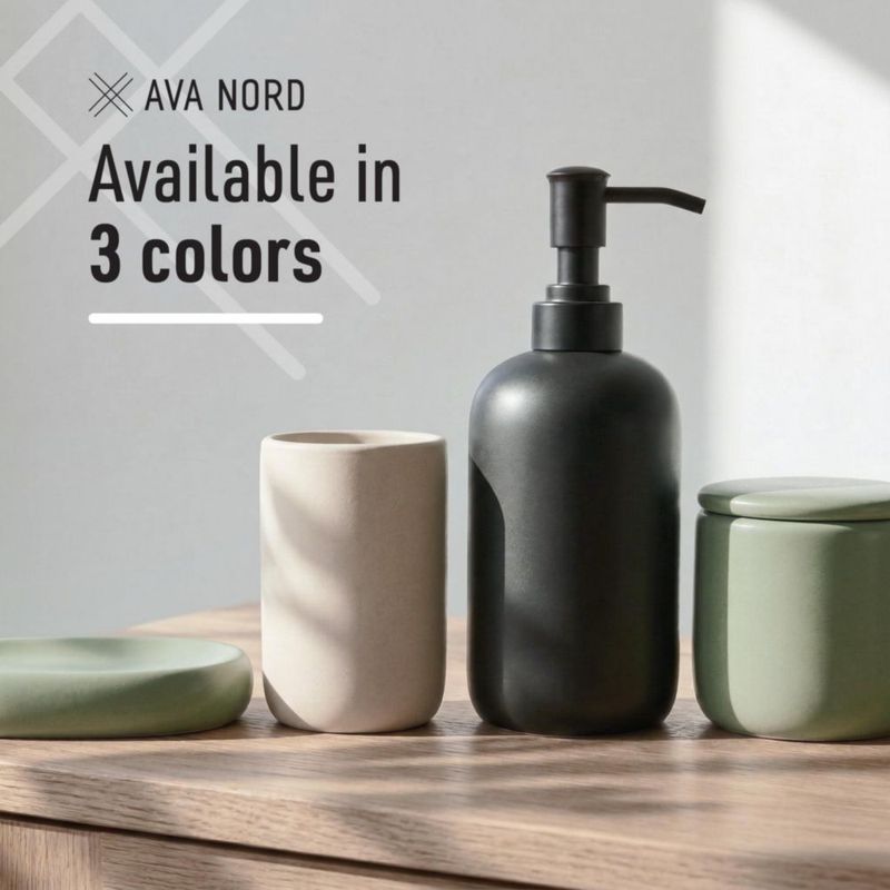 Juego de baño Ava Nord 4 piezas negro cerámico moderno
