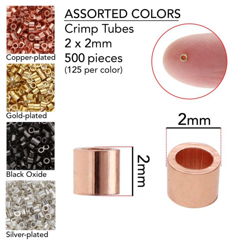 Tubos de crimpado The Beadsmith 2 x 2 mm surtidos 500 uds