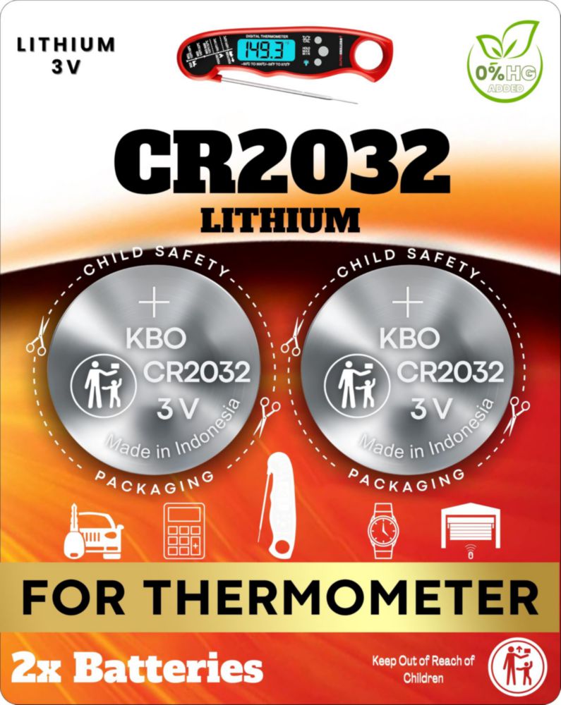 Batería CR2032 para termómetro de carne – paquete de 2 (Key Battery Outlet)