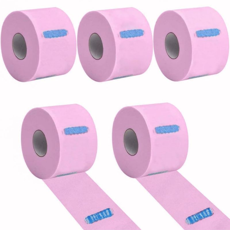 Tiras para el Cuello Adorila 5 Rollos 500 uds Rosadas Desechables