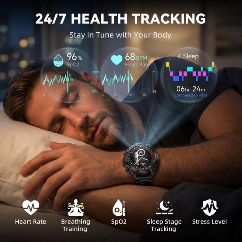 Smartwatch WalkerFit 1.43" AMOLED – Monitor de Fitness