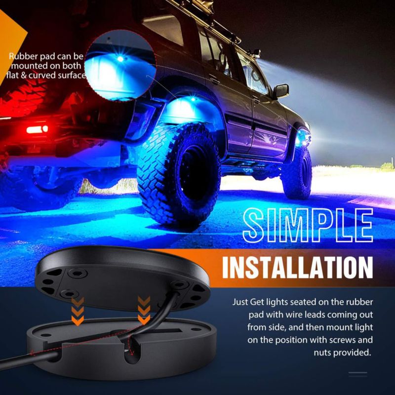 Luces LED tipo roca Nilight 6 piezas impermeables azul