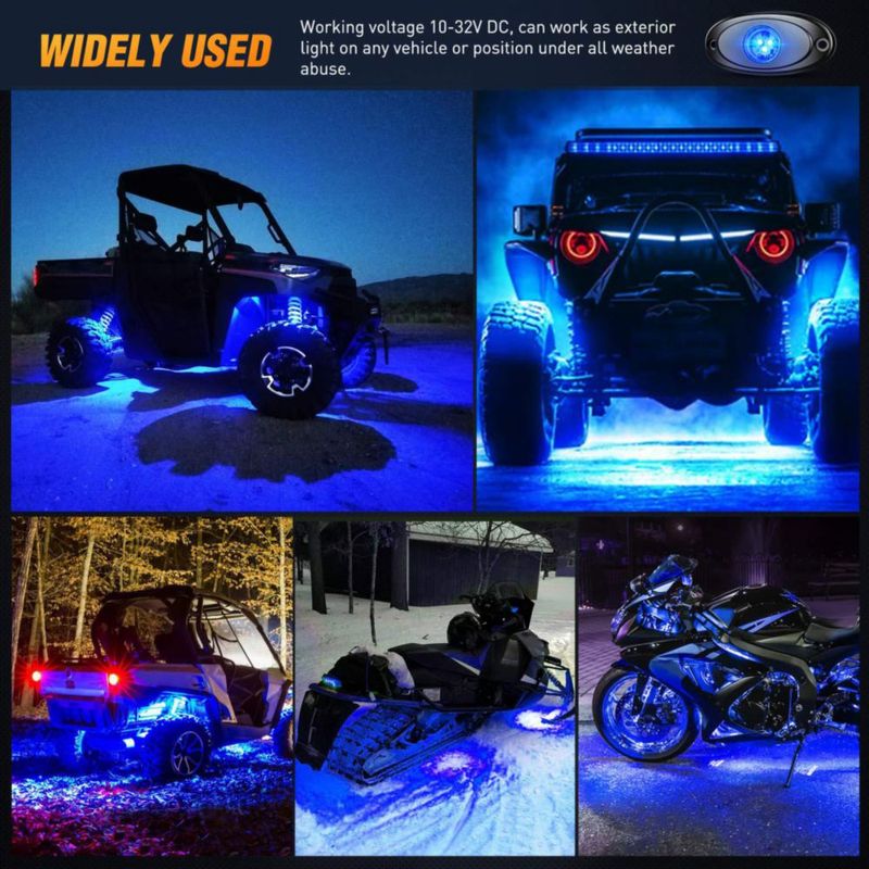 Luces LED tipo roca Nilight 6 piezas impermeables azul