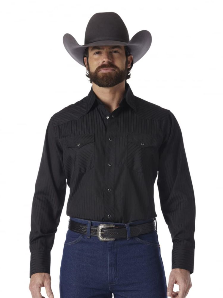 Camisa Wrangler pequeña negra estilo vaquero con botones a presión
