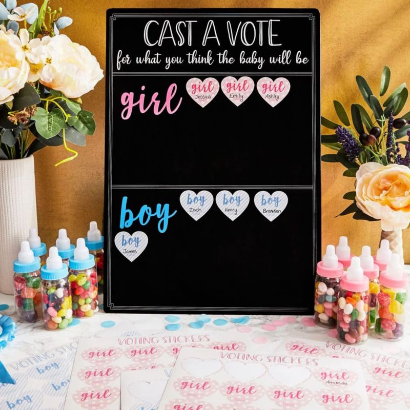 Pizarra de Votación Juvale 36x43 cm 144 Pegatinas para Baby Shower