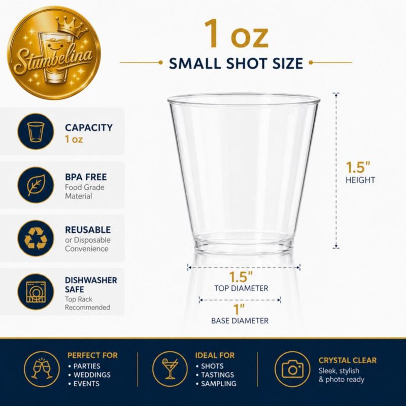 Vasos de chupito Stumbelina 200 uds 30 ml transparentes de plástico desechables