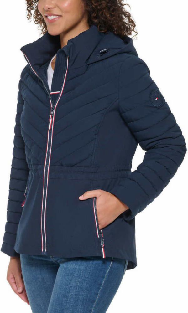 Abrigo Tommy Hilfiger ligero con capucha azul marino talla L