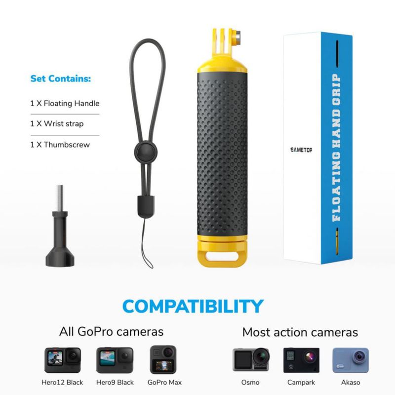 Mango de agarre flotante impermeable Sametop para GoPro