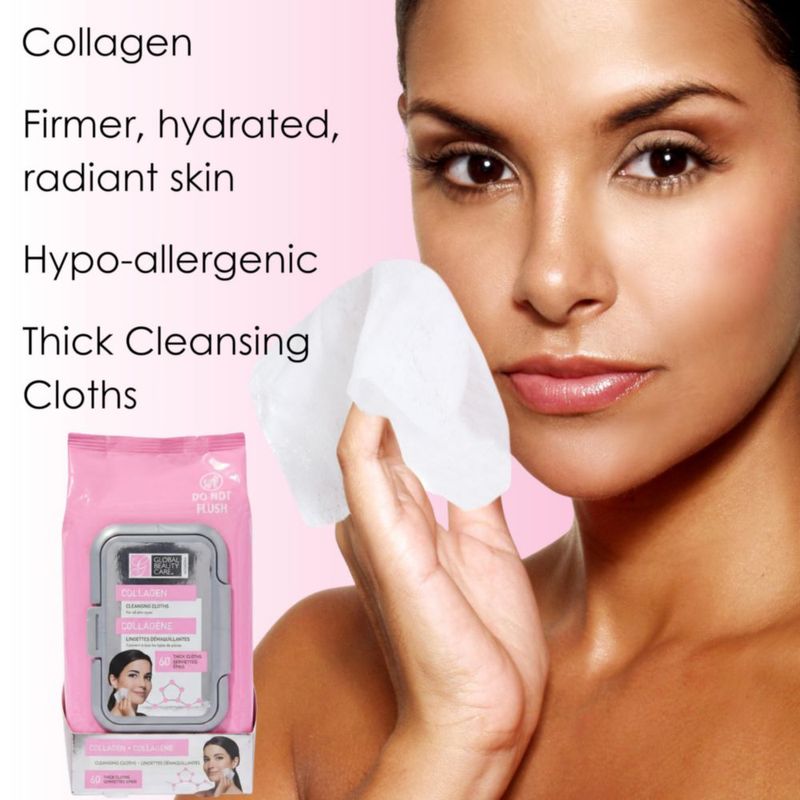 Toallitas desmaquillantes Global Beauty Care 60 unidades con colágeno