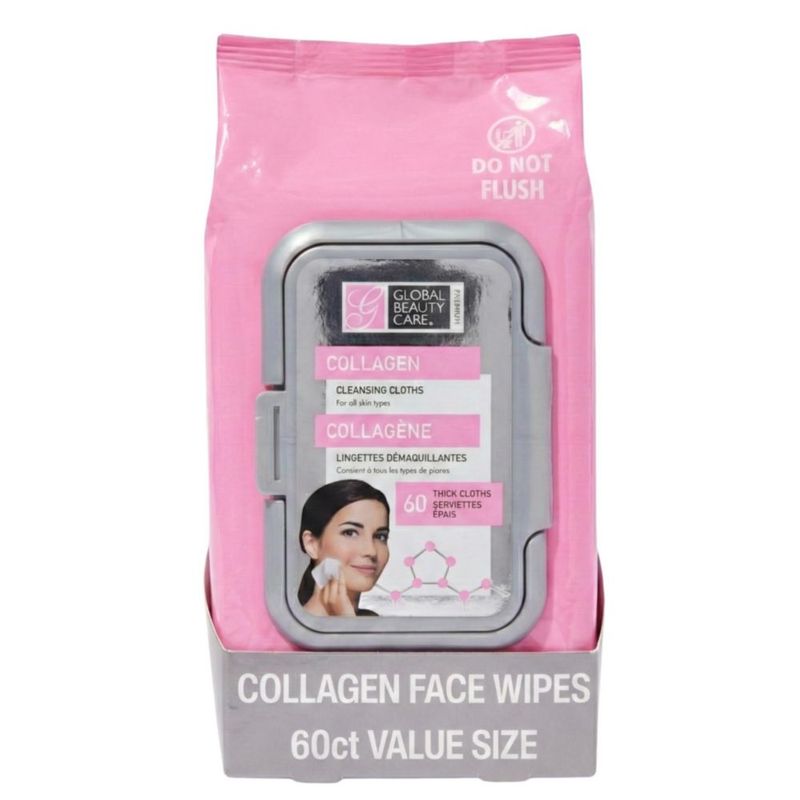 Toallitas desmaquillantes Global Beauty Care 60 unidades con colágeno