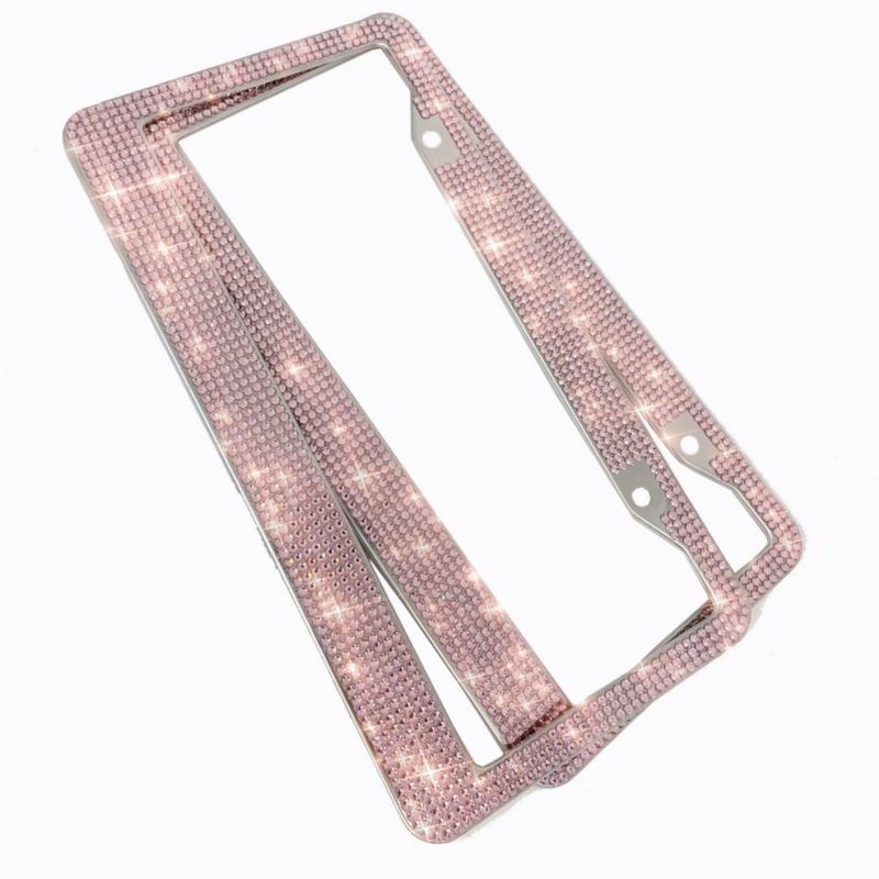 Marcos de Placa Shering 2 Unidades Rosa con Cristales de Strass