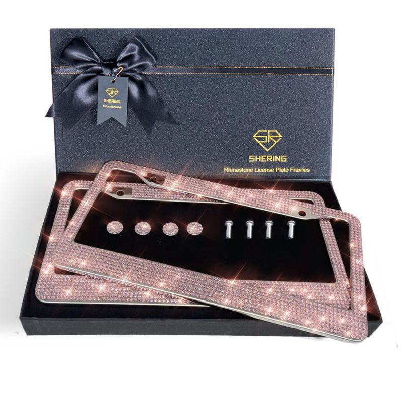 Marcos de Placa Shering 2 Unidades Rosa con Cristales de Strass