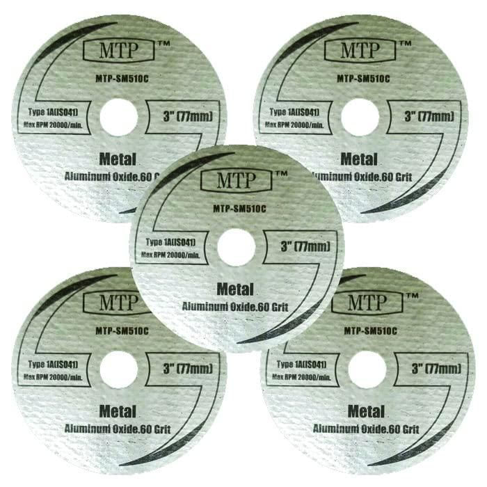 Disco de corte MTP 77 mm paquete de 5 grano 60 eje 7/16 in