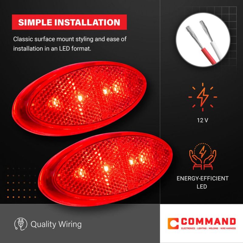 Luz de paso Command Electronics 10 cm roja paquete de 2