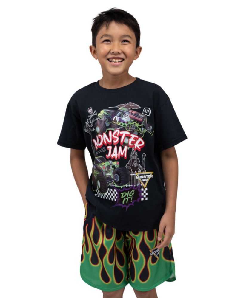 Conjunto Monster Jam para niño de 2 piezas (camiseta y shorts) Grave Digger