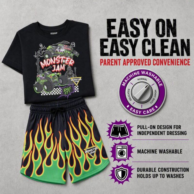 Conjunto Monster Jam para niño de 2 piezas (camiseta y shorts) Grave Digger