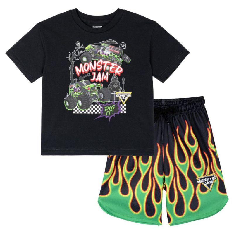 Conjunto Monster Jam para niño de 2 piezas (camiseta y shorts) Grave Digger
