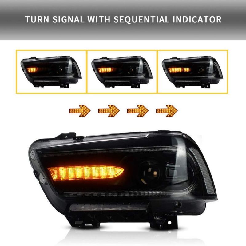Faros delanteros LED secuenciales YUANZHENG para Dodge Charger 2011‑2014