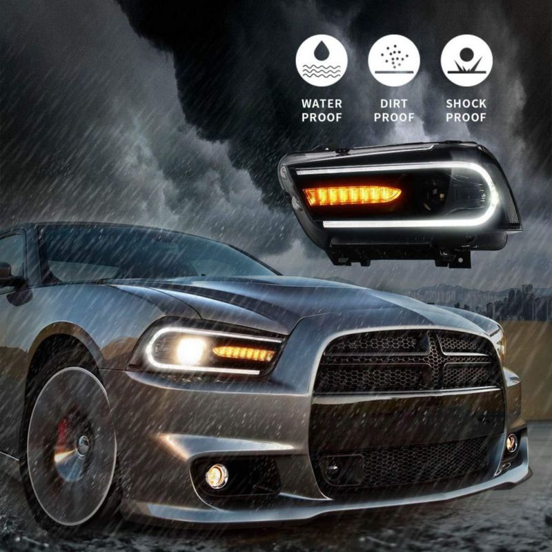 Faros delanteros LED secuenciales YUANZHENG para Dodge Charger 2011‑2014