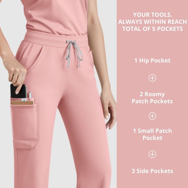 Conjunto de scrubs Dvoliaw para mujer – 9 bolsillos y cintura tipo yoga