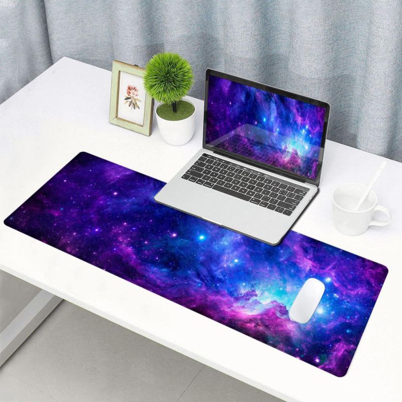 Alfombrilla de ratón SANWUMIAN 80x30 cm Galaxia púrpura con costuras