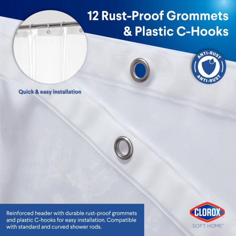 Forro de cortina de ducha Clorox 178 cm x 183 cm Transparente 1 unidad