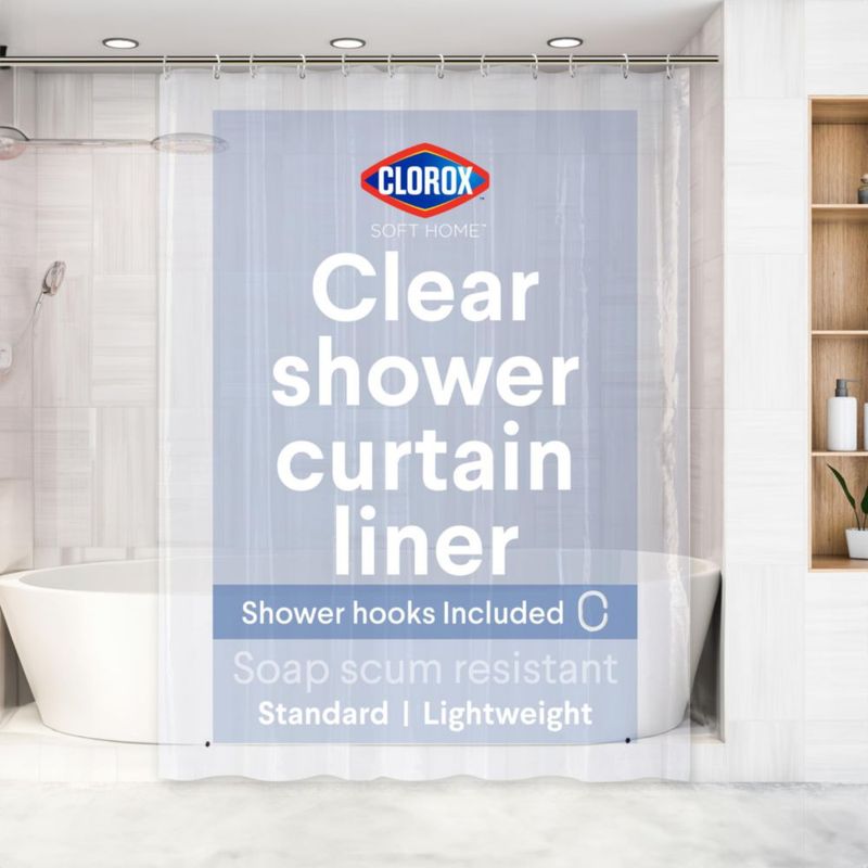 Forro de cortina de ducha Clorox 178 cm x 183 cm Transparente 1 unidad