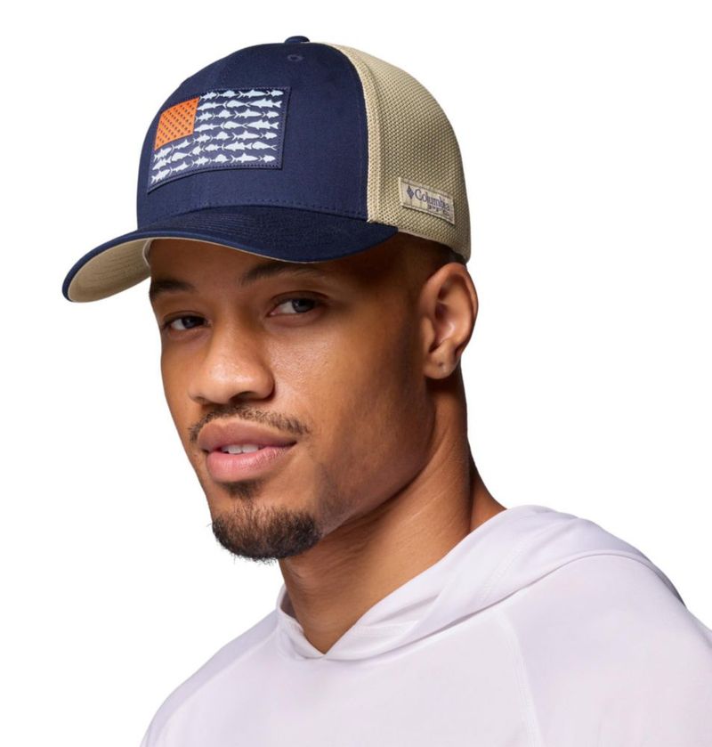 Gorra Columbia PFG con bandera de pez y malla