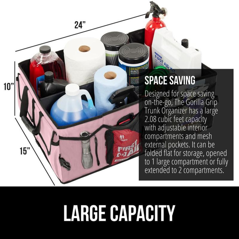 Organizador de Maletero GORILLA GRIP Grande Rosa Plegable