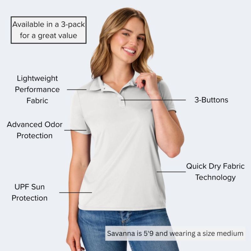 CAMISA POLO DE DEPORTE PARA MUJER HANES - JUEGO DE 3