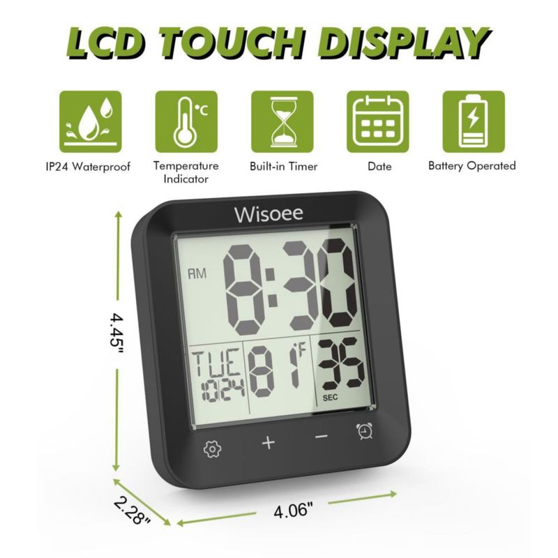 Reloj de Ducha Digital Impermeable Wisoee con Temporizador